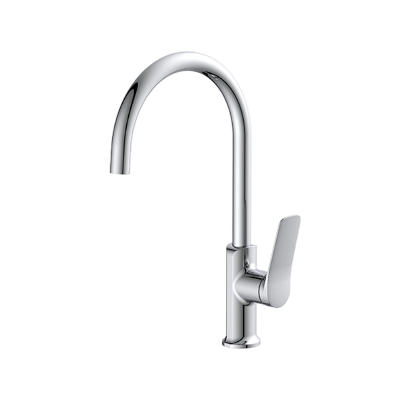 Gooseneck High Arc Swivel Spout Single Handle Vertical Kitchen Faucet