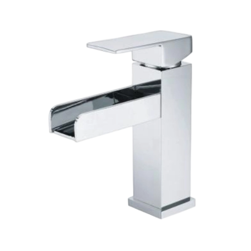 Square Waterfall-Style Single-Handle Washbasin Faucet
