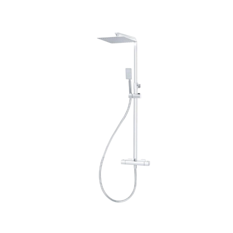 Square-Top Thermostatic Elevated Shower Faucet With Bottom Water Outlet