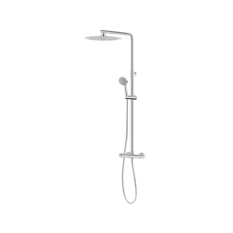 Straight-Arm Thermostatic Circular Overhead Shower Column